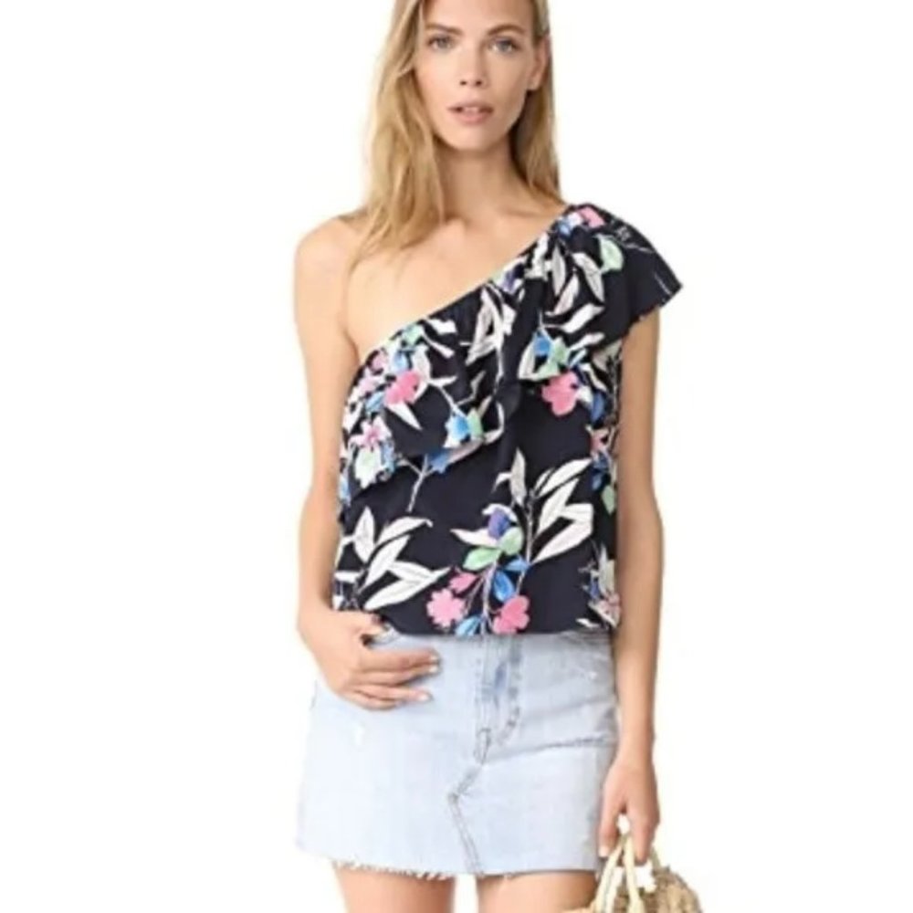 NWT Yumi Kim Baja One Shoulder Floral 100% Silk in Fairytale Midnight, Size XS